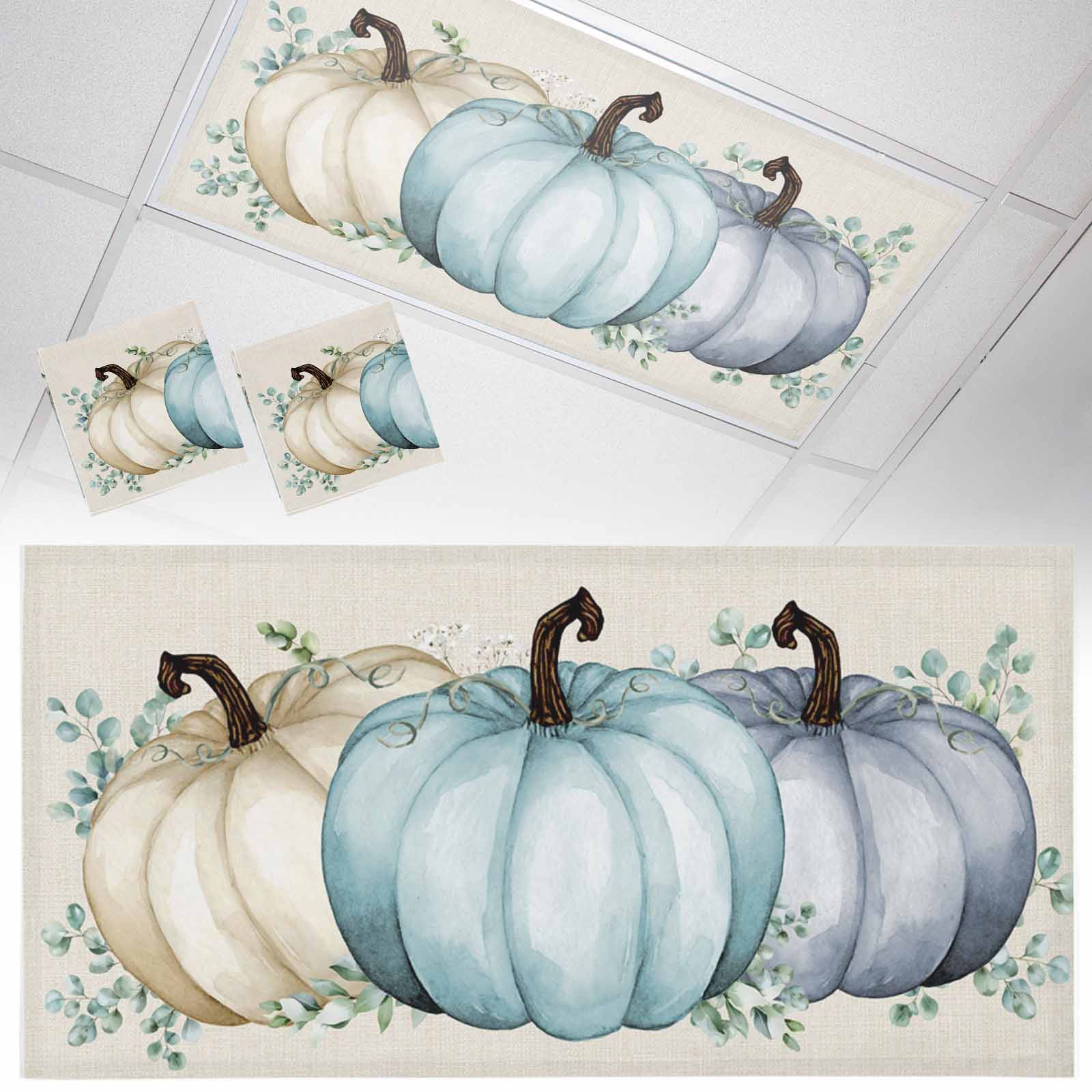 Fall Fluorescent Light Covers for Ceiling Lights Teal White Pumpkin ...