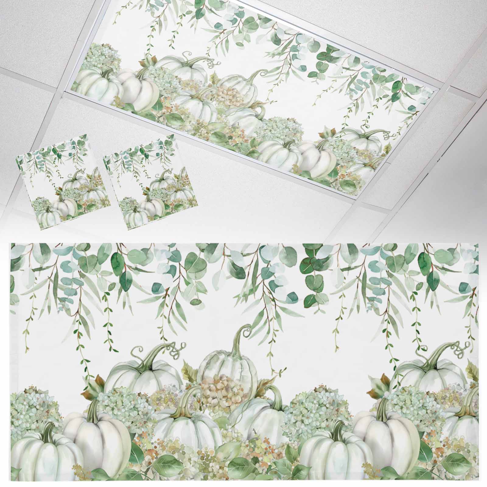Fall Fluorescent Light Covers for Ceiling Lights Watercolor Pumpkin ...