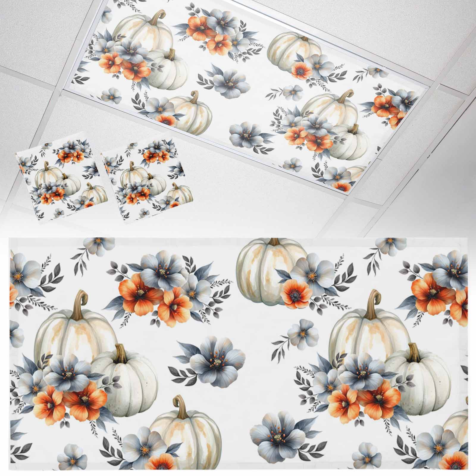 Fall Fluorescent Light Covers for Ceiling Lights White Pumpkin Light ...