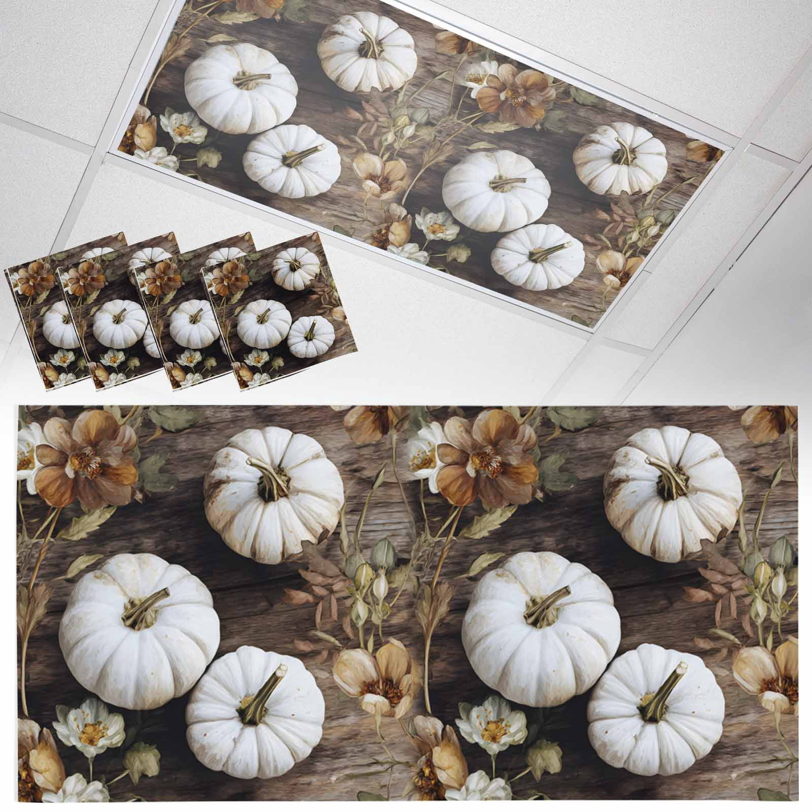 Fall Fluorescent Light Covers for Ceiling Lights White Pumpkin Light ...