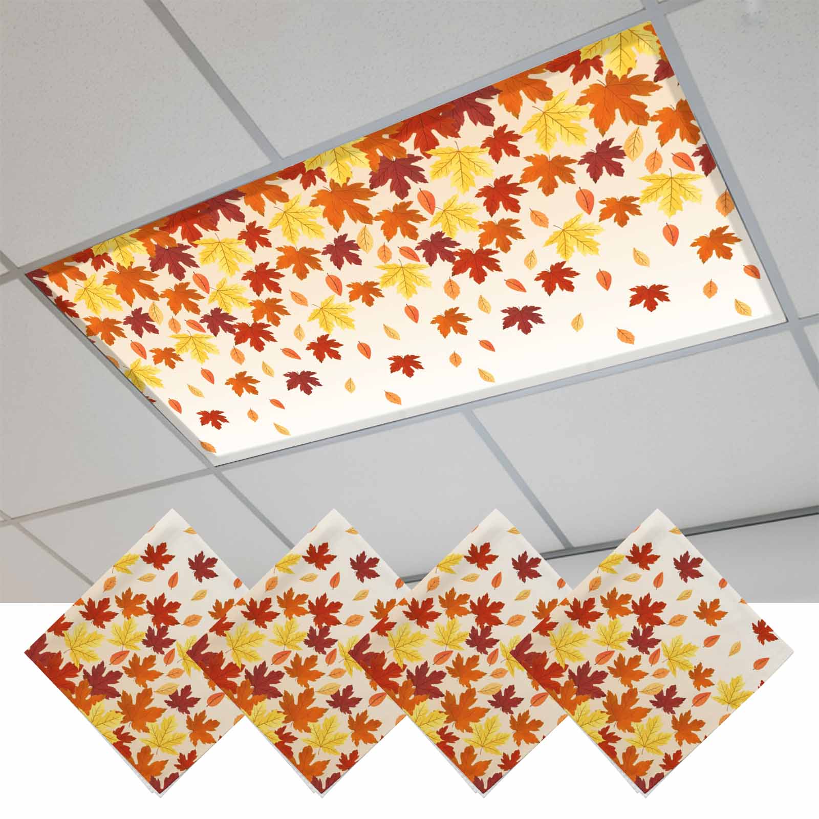 Fall Fluorescent Light Covers, Gold Red Maple Leaf Thanksgiving Autumn ...