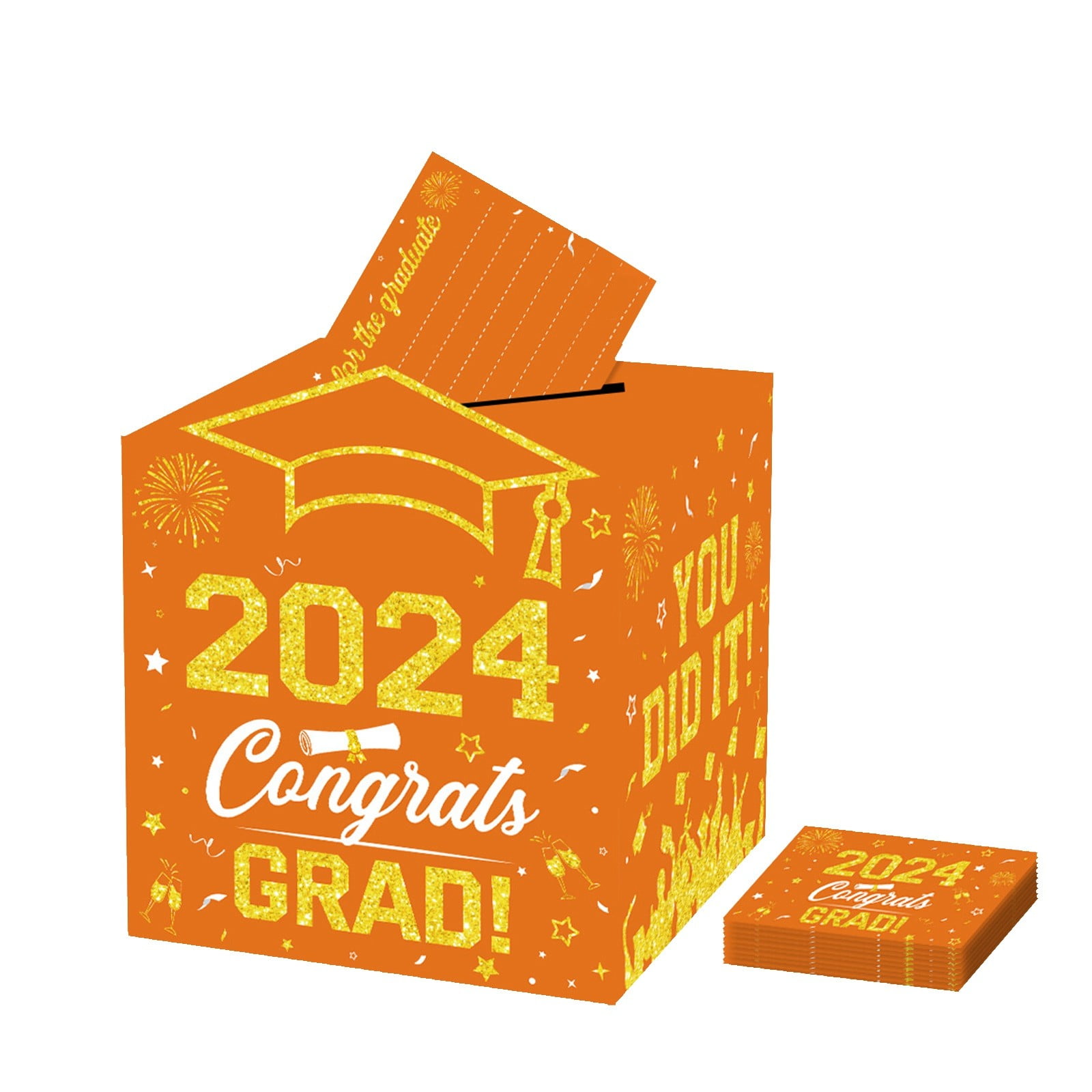 Fall Foldable Cardboard Graduation Card Box With 30 Cards For