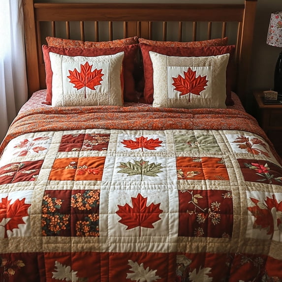 Fall Foliage Bliss 3-Piece Quilted Bedding Set - Walmart.com