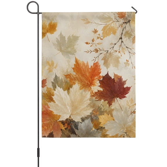 Fall Foliage House Flag 28 x 40 Inches, Rustic Farmhouse Orange Gold Maple Leaf Slender Twig Weather Proof Outdoor Patio Flags Double Sided Small House Decoration for Yard Lawn Outside Home