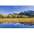 thumbnail image 1 of Fall Foliage Reflecting In A Pond While Paradise Peak Is Capped With Snow In Background Near The Chugach National Forest, 1 of 4