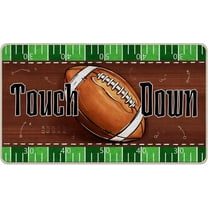 Fall Football Decorative Front Door Mat, Autumn Touch Down Welcome Doormat Indoor Outdoor Non-Slip Floor Entryway Rug, Sport Game Day Home Kitchen Decoration 17x30 Inch