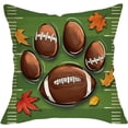 thumbnail image 1 of Fall Football Dog Cat Paw Decorative Throw Pillow Cover 18 x 18, Autumn Sport Game Green Porch Outdoor Home Decor, Rugby Maple Leaves Couch Cushion Case, 1 of 6