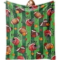 thumbnail image 1 of Fall Football Game Time Flannel Blanket, Autumn Sports Theme Throw Blanket Birthday Gifts for Football Lover Men Women, Touch Down Rugby Maple Leaves Soft Blanket for Bedding Sofa 50 x 60 Inch, 1 of 5
