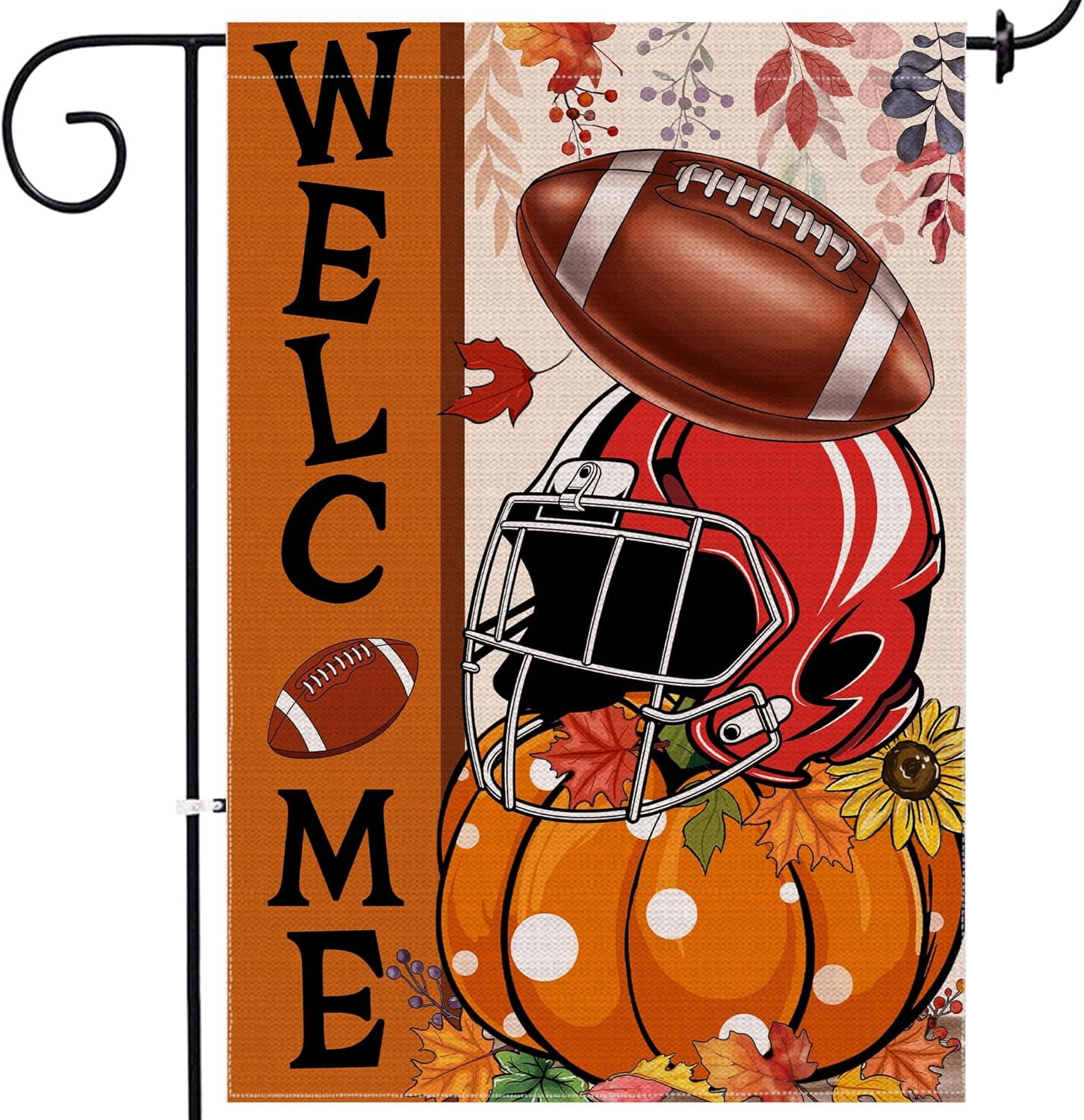 ARGOOFG Herbst-Fußball Gartenflagge 30x46 Cm – Doppelseitig, Wetterfest Für Veranda & Garten