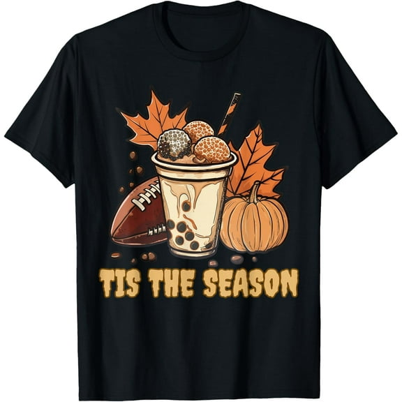 Fall Football Pumpkin Maple Leaf Kids Men Boys Thanksgiving T-Shirt