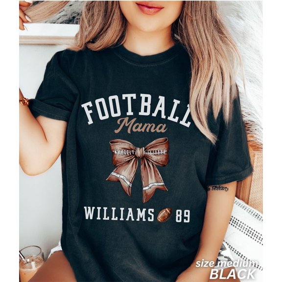 Fall Football Shirt, Football Mom Tee, Coquette Bow Football Mama Shirt, Girly Football Season Tee, Football Mom Gift