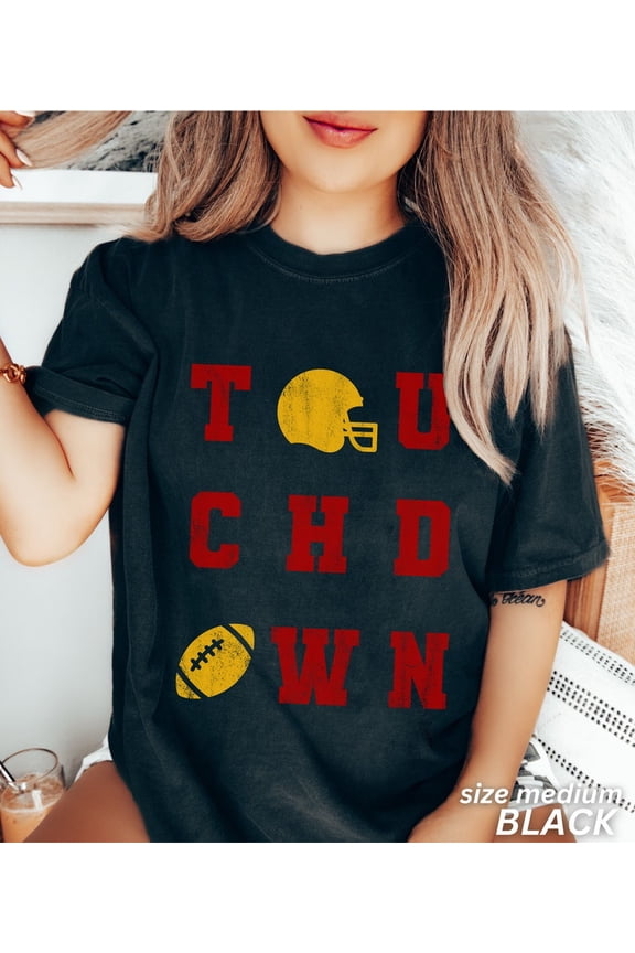 Fall Football Shirt, Vintage Football Tee, Touchdown Season, Cute Football Tee, Red and Yellow Football, College Football
