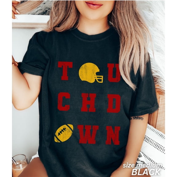 Fall Football Shirt, Vintage Football Tee, Touchdown Season, Cute Football Tee, Red and Yellow Football, College Football