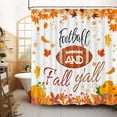 thumbnail image 1 of Fall Football Sport Shower Curtain, Fall Autumn Maple Leaves Pumpkin Farmhouse Harvest Football Thanksgiving Shower Curtain for Bathroom Autumn Bath Curtains with Hooks,72x72IN, 1 of 7
