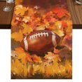 thumbnail image 1 of Fall Football Table Runner 72 Inches Long, Cotton Linen Table Runner Dresser Scarf, Thanksgiving Maple Leaf Orange Yellow Fabric Tablerunners for Dining Coffee Tables Wedding Holiday Party 13"x72", 1 of 9