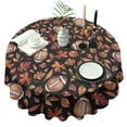 thumbnail image 1 of Fall Football and Autumn Leaves Pattern Round Tablecloth 60" X 60",Wrinkle Wipeable Table Cloth for Kitchen Dining Room Picnic Patio Party, 1 of 6