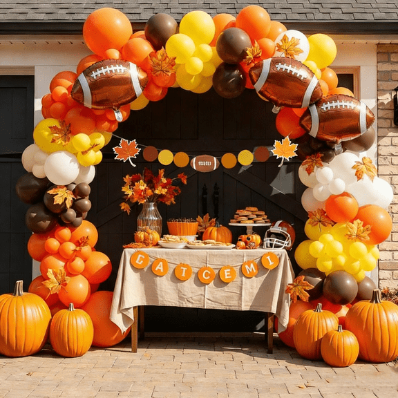 Fall Football season Decorations Kit with Balloon Garland Arch and Banner for Home Decor Sports Theme Supplies