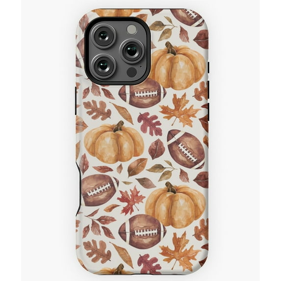 Fall Football with Pumpkins and Leaves Phone Case for iPhone 16 15 14 13 12 11 Pro Max