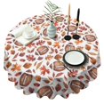 thumbnail image 1 of Fall Footballs and Autumn Leaves Pattern Round Tablecloth 60" X 60",Wrinkle Wipeable Table Cloth for Kitchen Dining Room Picnic Patio Party, 1 of 6