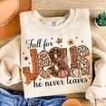 thumbnail image 1 of Fall For Jesus Christian Sweater, Bible Verse Autumn Shirt, Pumpkin Thanksgiving Faith Top, Leopard Print Fall Christian Tee, 1 of 5