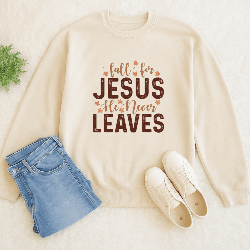 Fall For Jesus He Never Leaves A Cute Christian Autumn Religious Gift