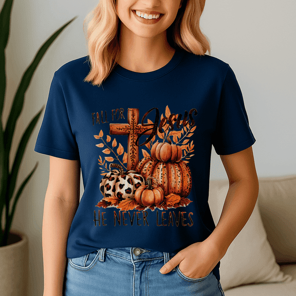 Fall For Jesus He Never Leaves Christian , Thanksgiving Shirt,Turkey Tee,Holiday Gift ,Happy Thanksgiving Tshirt,Turkey Day,Family Gobble ,Pumpkin,