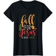 thumbnail image 1 of Fall For Jesus He Never Leaves Jesus T-Shirt, 1 of 3