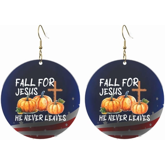 Fall For Jesus He Never Leaves Sleek Round Acrylic Earrings lightweight comfortable Versatile For All Occasions[e447]