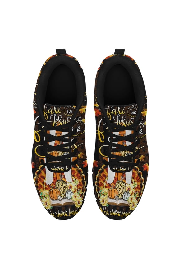 Fall For Jesus He Never Leaves Thanksgiving Running Shoes Sneakers Mesh Black Size 5