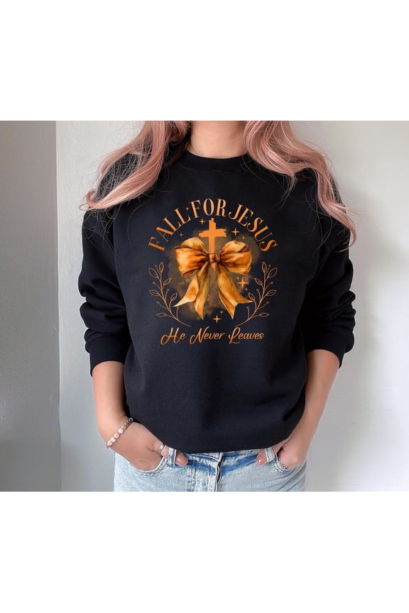 Fall For Jesus Sweatshirt, For Christian, Coquette Thankful Sweatshirts, Thanksgiving Blessed Sweater, Faith Religious Bible Verse Tee All Size S-5Xl