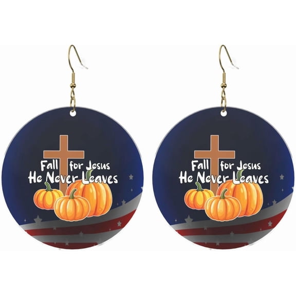 Fall For Quality Jesus He Never Leaves Sophisticated Round Acrylic Earrings Lightweight Changeable For All Occasions[e901]