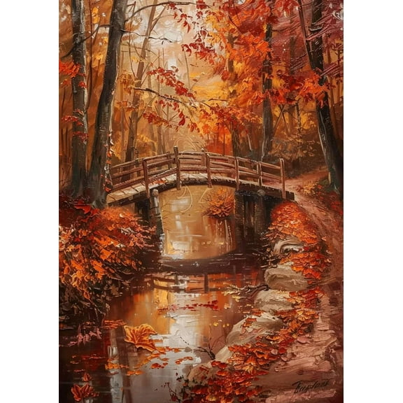 Fall Forest 35 Piece Jigsaw Puzzle for Adults -Bridge Lake Puzzles Lake Challenging Puzzle Perfect for Game Nights