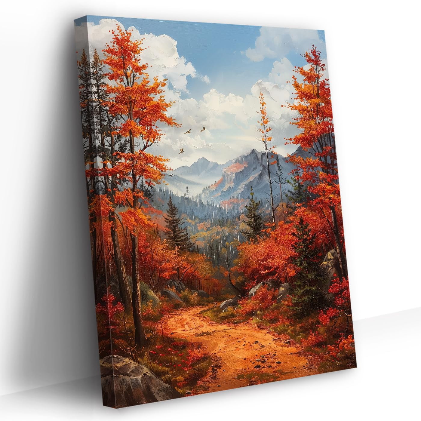 Fall Forest Canvas Wall Art Autumn Painting Print Forest Path with ...