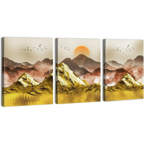 Fall Forest Canvas Wall Art Sunset Forest Picture Wall Decor for Living Room Bathroom Autumn Landscape Prints Posters Nature Woodland Photos Painting Artwork Office Home Decorations 12x16" 3Pcs