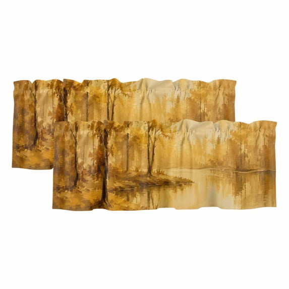Windows Apps Retro Fall Forest Curtain Valances for Windows, Vintage Yellow Trees Country ...