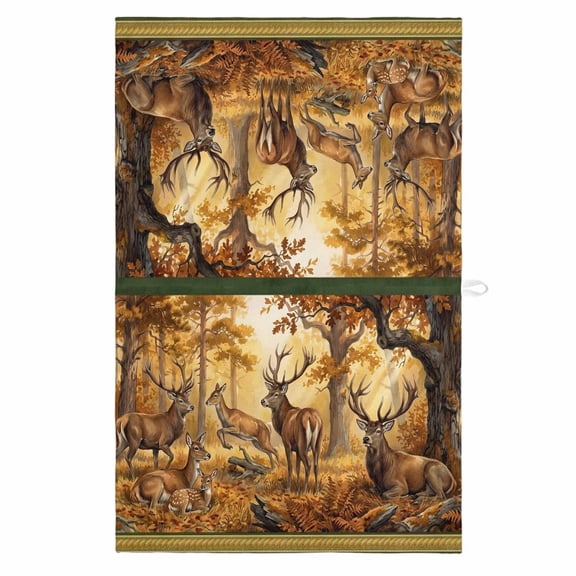Fall Forest Deer Kitchen Towels Dish Towel Pack of 1 Country Rustic Wilderness Farmhouse Tree Grass Soft Dish Cloth Set Absorbent Dishcloth for Drying Dishes, Hand Towels 18 x 28 Inches