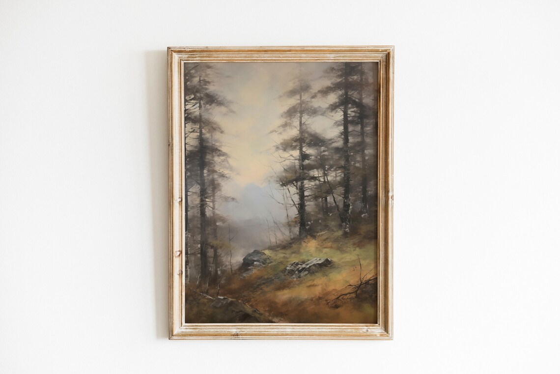 Fall Forest Landscape Vintage Moody Wall Art Nature Wall Art Fall ...