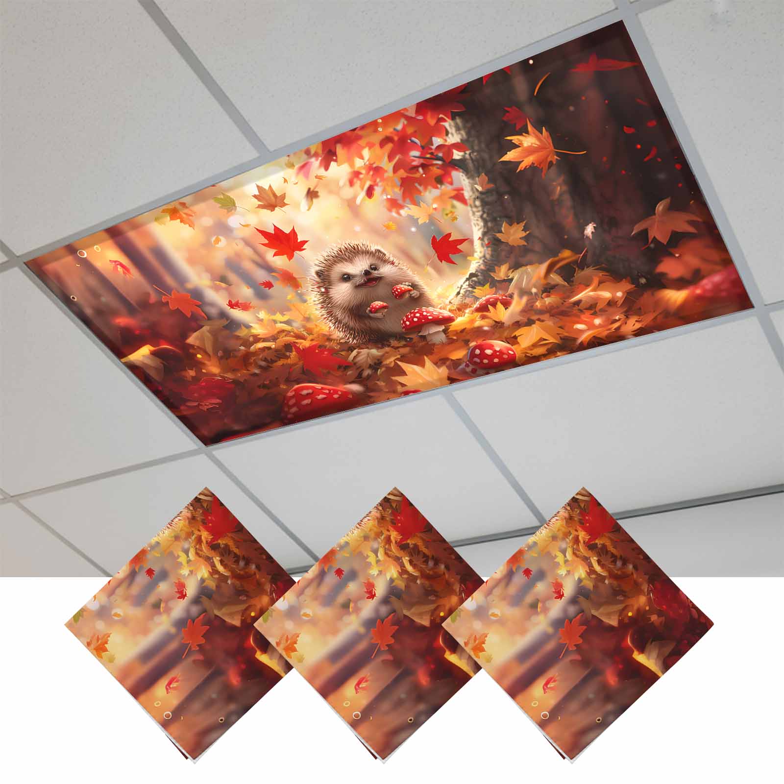 Fall Forest Mushroom Fluorescent Light Covers, Orange Red Autumn Maple ...