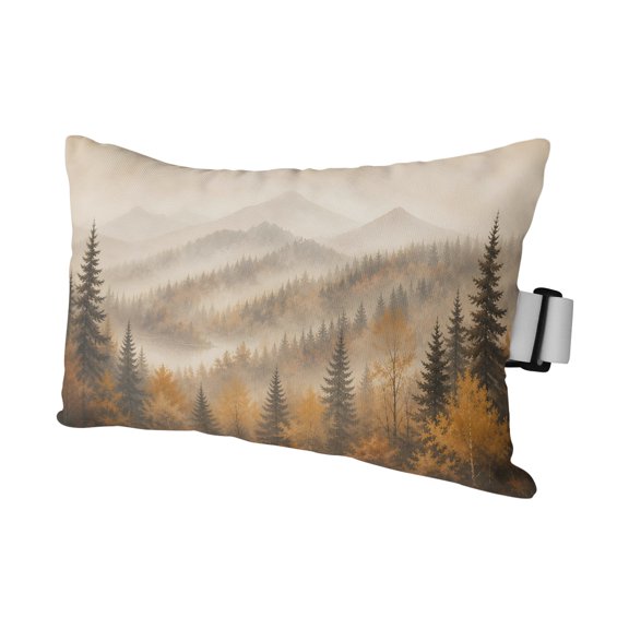 Fall Forest Outdoor Pillows for Chaise Lounge Chair Waterproof Lumbar Pillows with Insert&Adjustable Strap Beach Headrest Pillow Autumn Vintage Pine Trees Mountains Landscape Pool Pillow 12"x20"