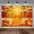 thumbnail image 1 of Fall Forest Photography Backdrop, Autumn Yellow Maple Leaves Pumpkin Background, Thanksgiving Harvest Holiday Fall Party Decorations Banner Photo Booth Props,10X6ft, 1 of 5