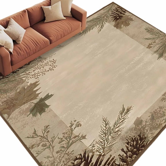 Fall Forest Pine Area Rug 8x10 Washable Rug Non Slip Autumn Vintage Pine Cones Botanical Large Area Rug Soft Stainresistant Indoor Floor Carpet for Living Room Bedroom Home Office Dining Room Nursery