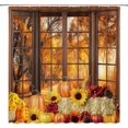 thumbnail image 1 of Fall Forest Pumpkin Shower Curtain Thanksgiving Harvest Autumn Pumpkins Sunflowers Rustic Brown Wooden Window Farmhouse Decor Fabric Bathroom Curtain with Hook, 1 of 6