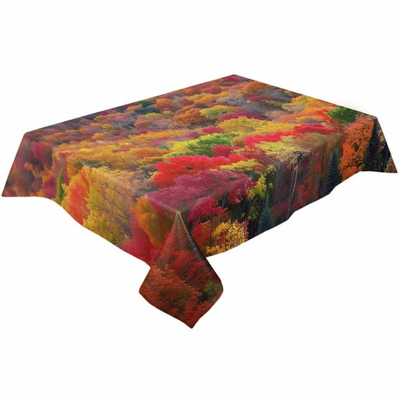 Fall Forest Rectangle Tablecloths 60x120,Autumn Tree Landscape Nature Watercolor Table Cloth Table Cover Indoor/Outdoor Tabletop Decor for Wedding Holiday Party Dinner Baby Shower