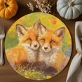 thumbnail image 1 of Fall Forest Round Braided Placemats Set of 4, Oil Painting Fox Heat Insulation Place Mats Washable Non-Slip Table Mats for Kitchen Dining Party, 15 Inches, 1 of 9
