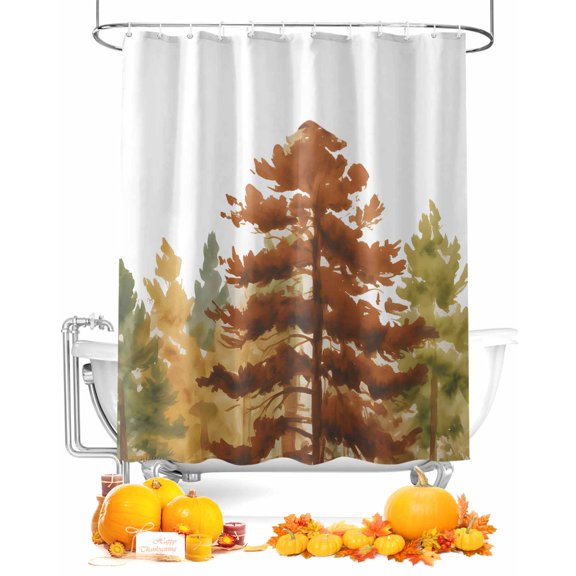 Fall Forest Shower Curtain Set ,Waterproof Fabric Shower Curtains Thanksgiving Watercolor Tree Shower Curtains for Bathroom,Bathroom Decor 36"x78"