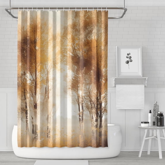 Fall Forest Shower Curtains for Bathroom All Seasons Country Bathroom Shower Curtain Sets Waterproof Fabric Decor 72×72in with 12 Hooks