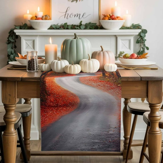 Fall Forest Table Runner, Autumn Thanksgiving Kitchen Dining Table Decoration for Home Party Decor 13x108 Inches