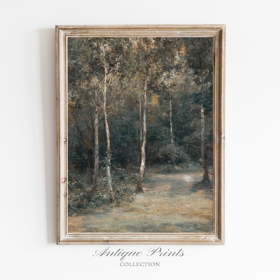 Fall Forest Vintage, Autumn Nature Landscape Wall Art, Antique Farmhouse, Fall Countryside Wall Art, Home Decor #276, 24x36 UNFRAMED