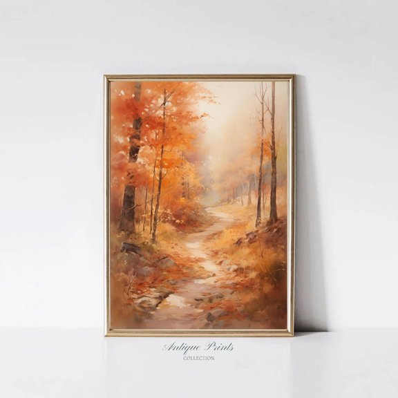 Fall Forest Wall Art, Autumn Landscape, Countryside Vertical Print, Autumn Rustic Farmhouse Fall Decor, Unframed Paper Print