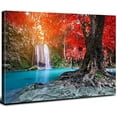 thumbnail image 1 of Fall Forest Wall Art Nature Landscape Canvas Prints Season Mountain Waterfall Pictures Wall Decor fro Bathroom Bedroom Red Tree Park Paintings Modern Frame Artwork Kitchen Home Decorations 12x16\u201d, 1 of 6